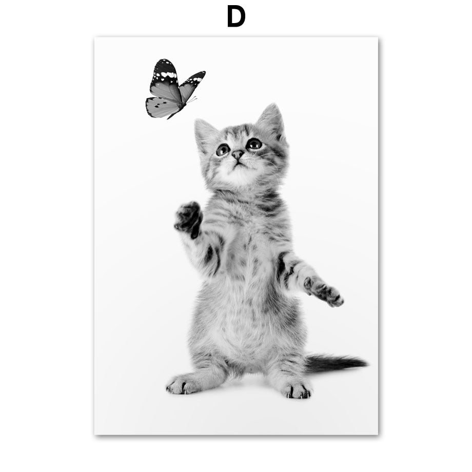 Tabby Cat Wall Art - 13X18 cm Unframed / Butterfly