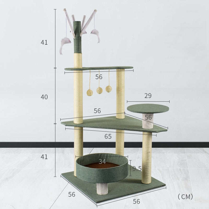 Tall Cat Tree - Green / For 7.5 kg
