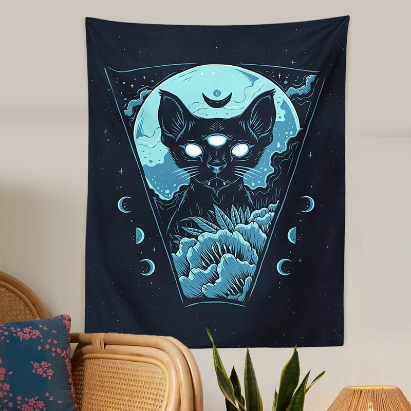 Trippy Cat Tapestry - Cat Tapestry