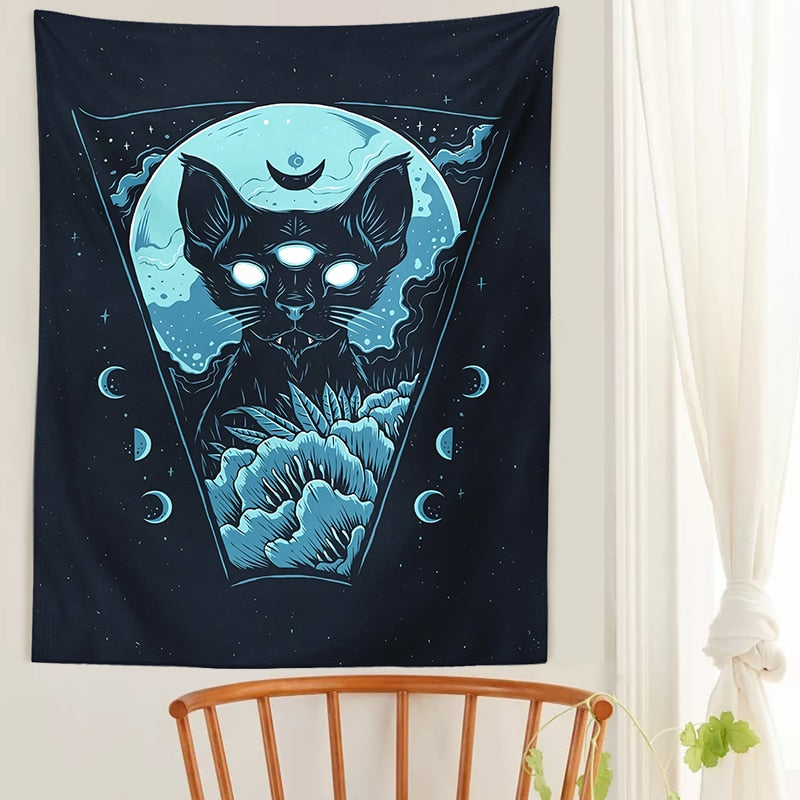 Trippy Cat Tapestry - Cat Tapestry