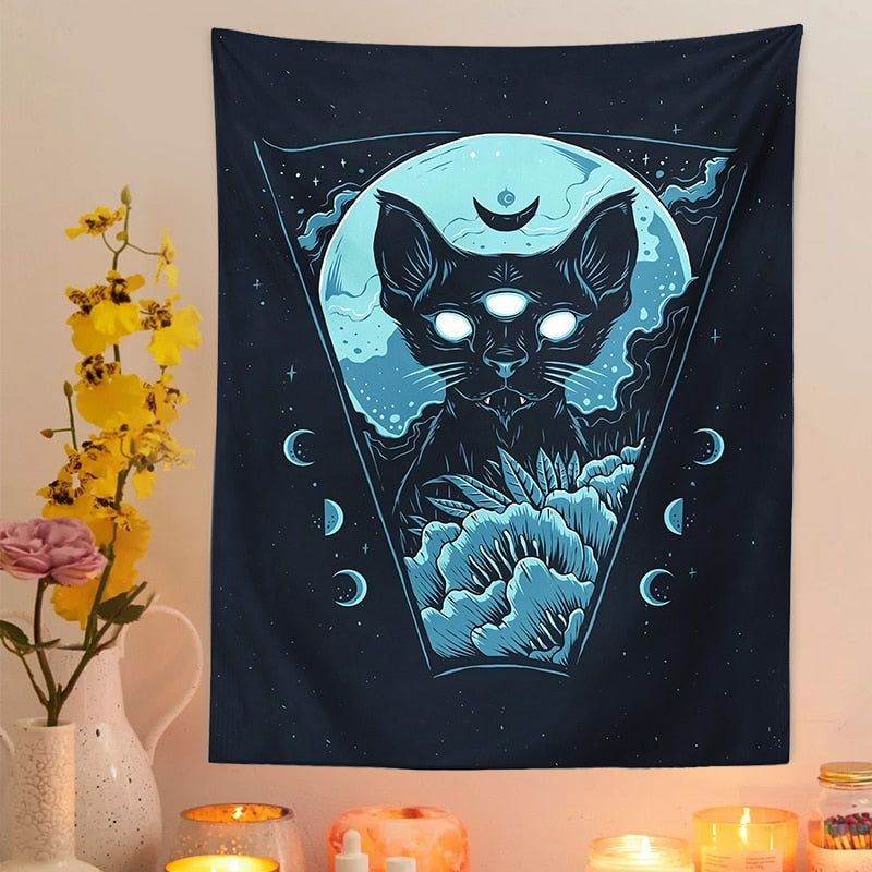 Trippy Cat Tapestry - Cat Tapestry