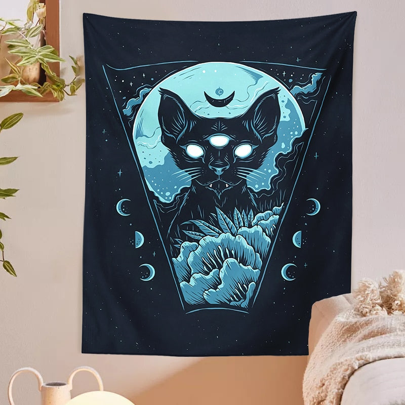 Trippy Cat Tapestry - Cat Tapestry