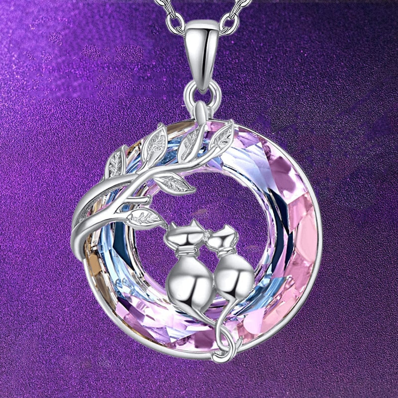 Two Cats Necklace - Cat necklace