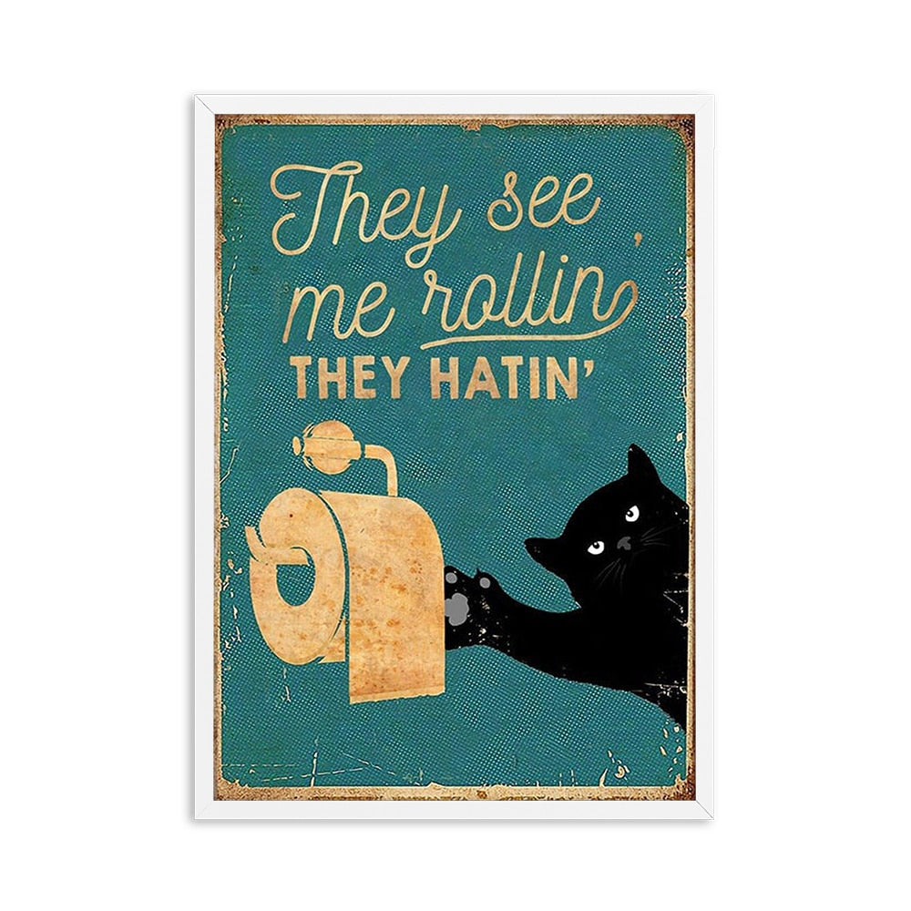 Vintage Black Cat Posters - 21x30cm No Frame / Tissue - Cat