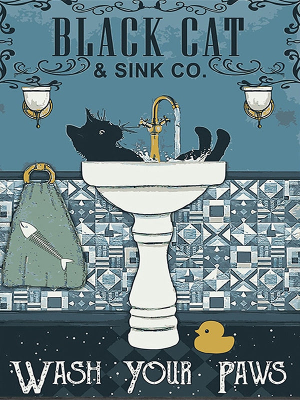 Vintage Cat Diamond Painting - Sink / Square Drill 20x30cm