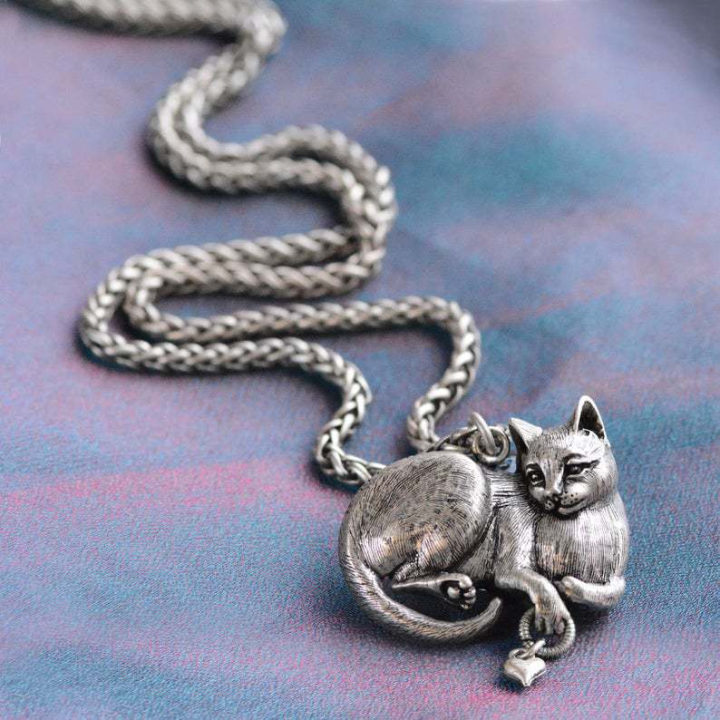 Vintage Cat Necklace - Cat necklace