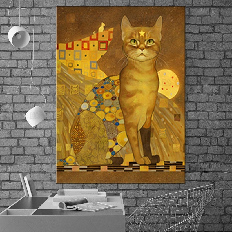 Vintage Cat Painting