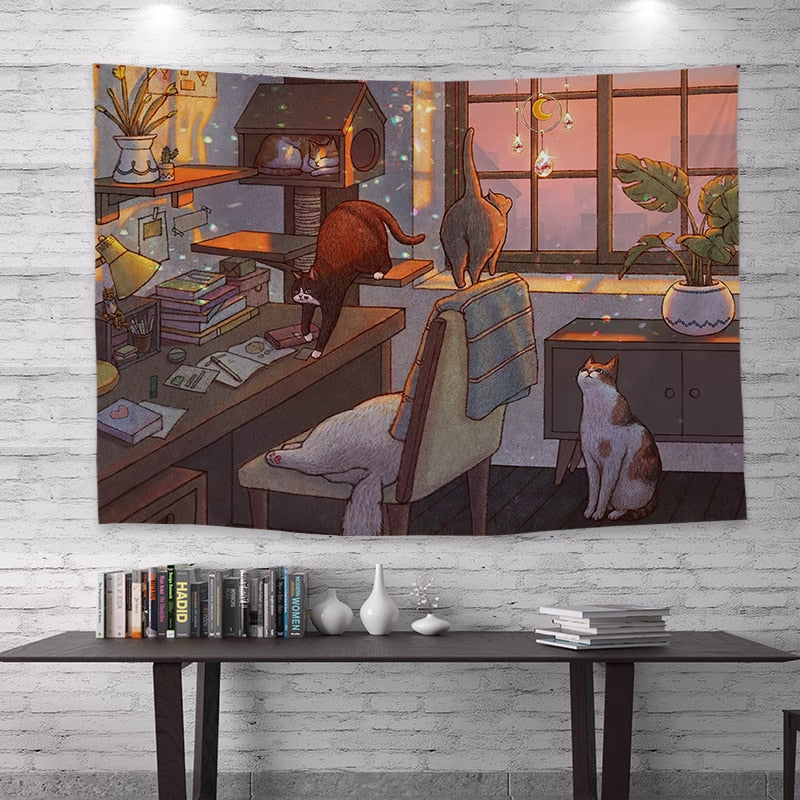 Vintage Cat Tapestry - Table / 100x75cm - Cat Tapestry