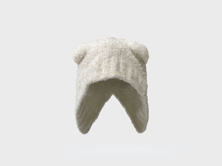 Warm cat Hat - White / 54-58cm - Cat beanie