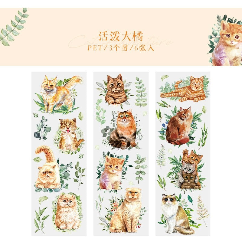 Waterproof Cat Stickers - Beige