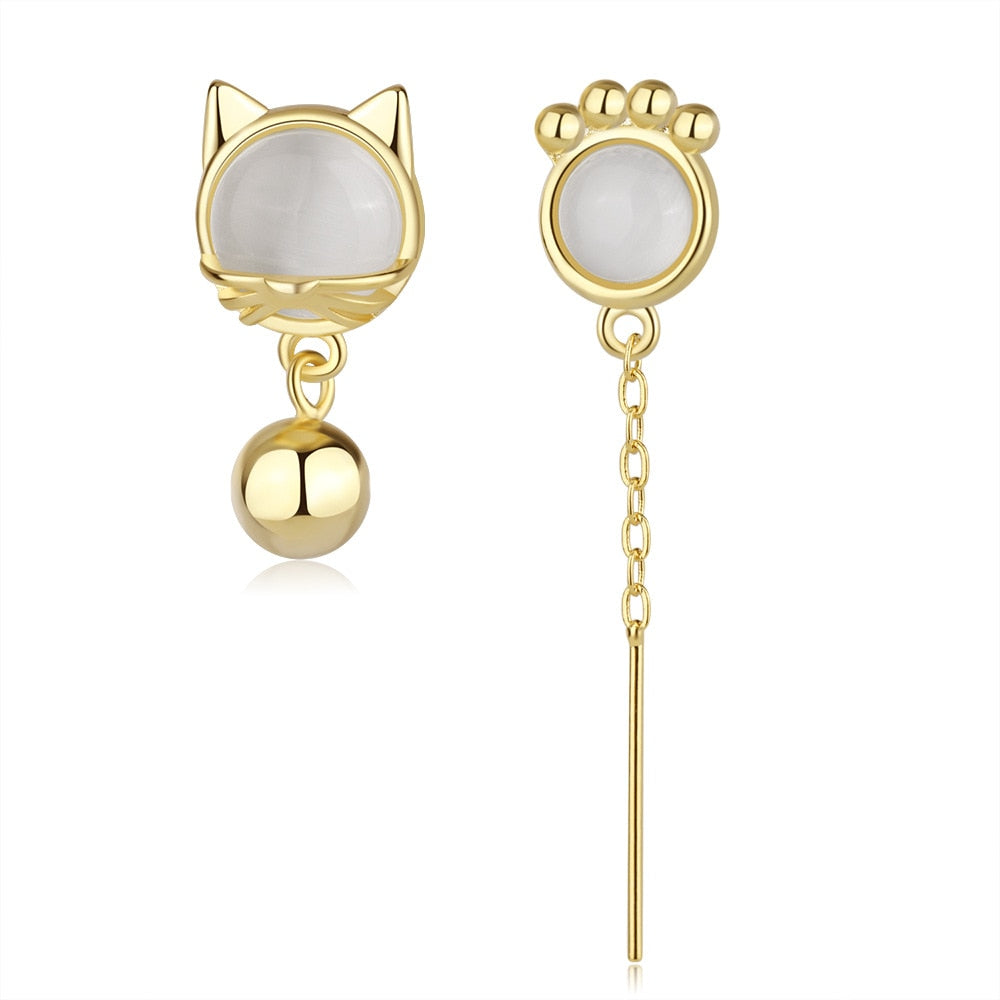 White Cat Eye Earrings - Cat earrings