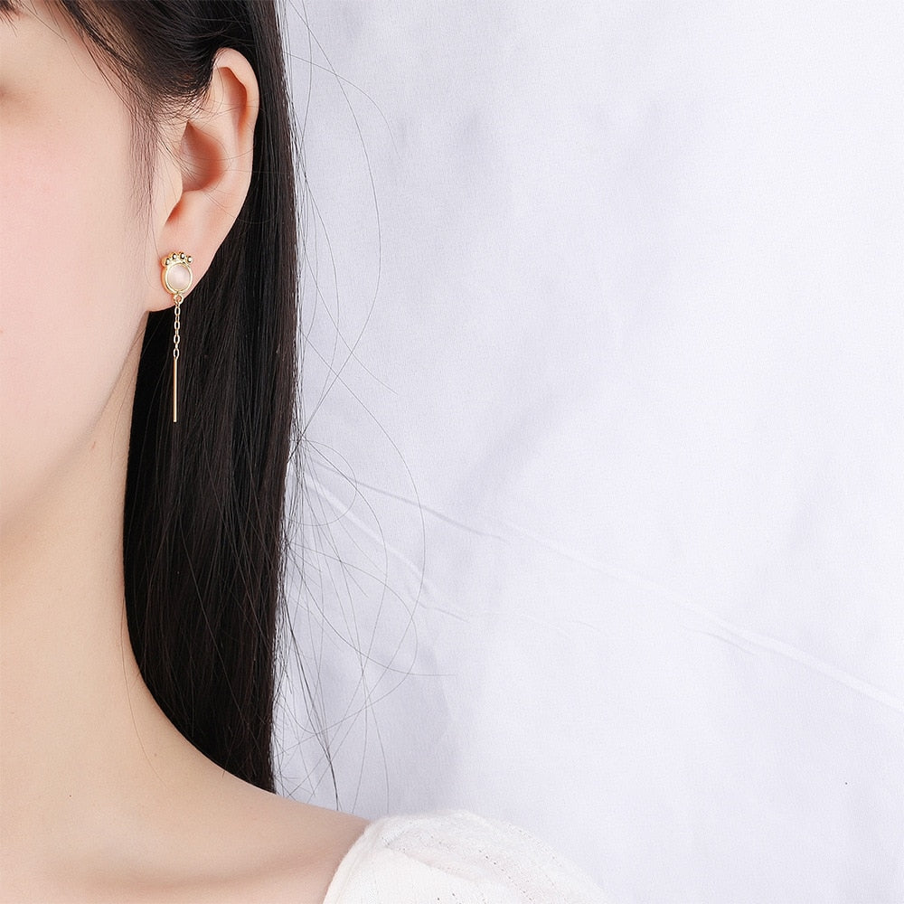 White Cat Eye Earrings - Cat earrings