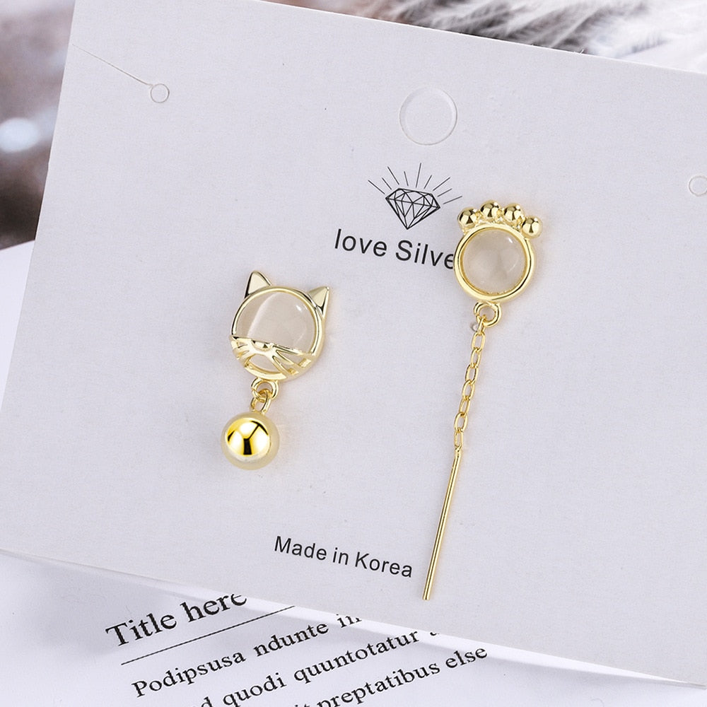 White Cat Eye Earrings - Cat earrings