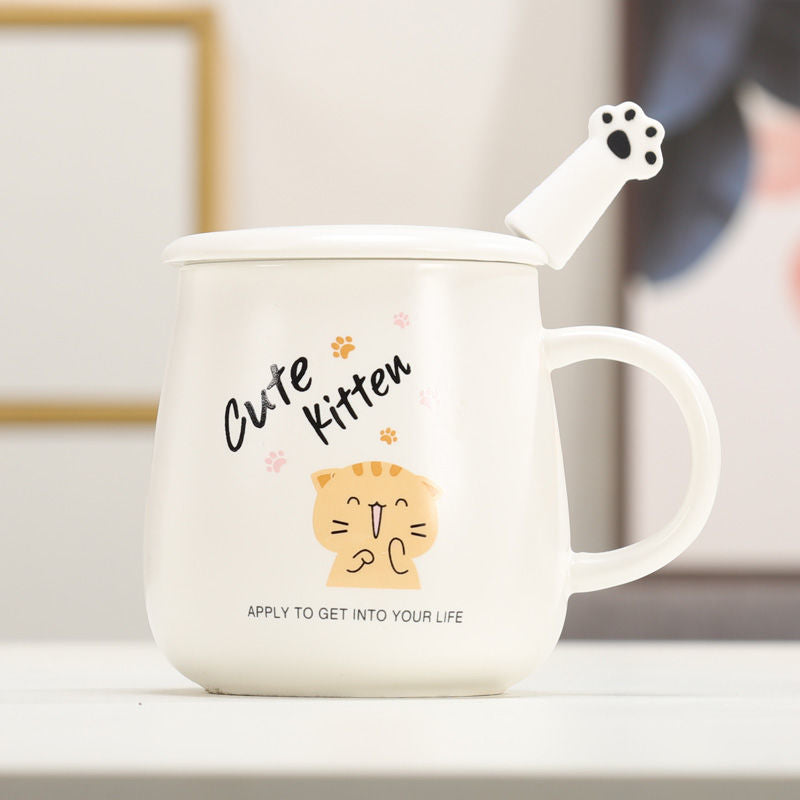 White Cat Mug - Cute / 301-400ml
