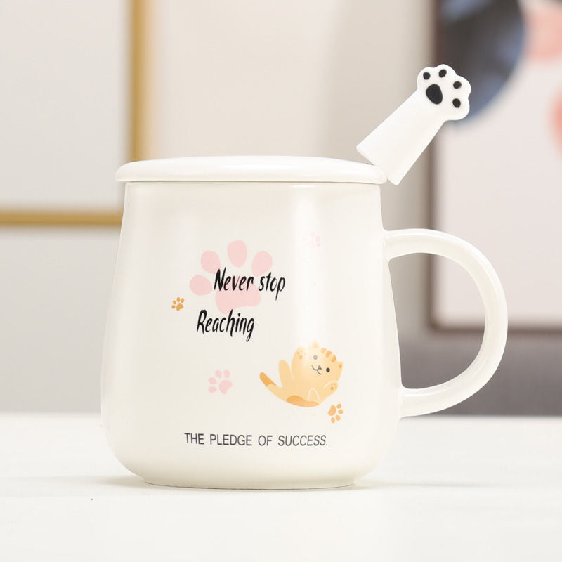 White Cat Mug - Reaching / 301-400ml