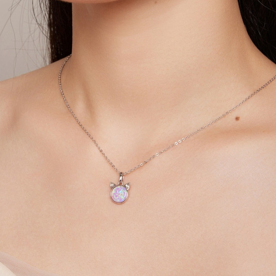 White Gold Cat Necklace - Cat necklace