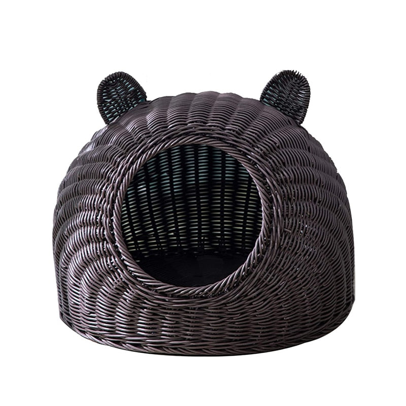 Wicker Cat Bed - Coffee / S
