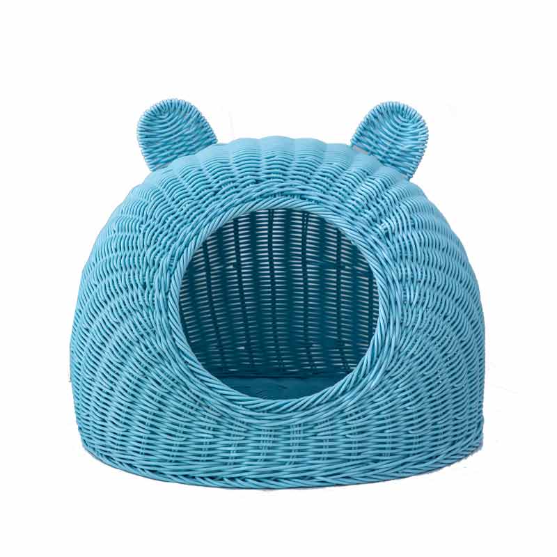 Wicker Cat Bed - Blue / S