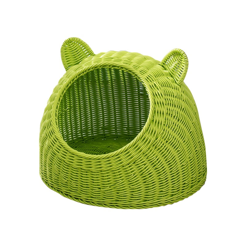 Wicker Cat Bed - Green / S