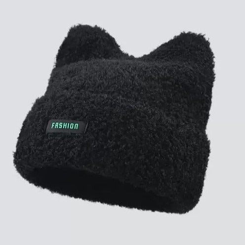 Women Cat Beanie - Black / 56-58cm - Cat beanie