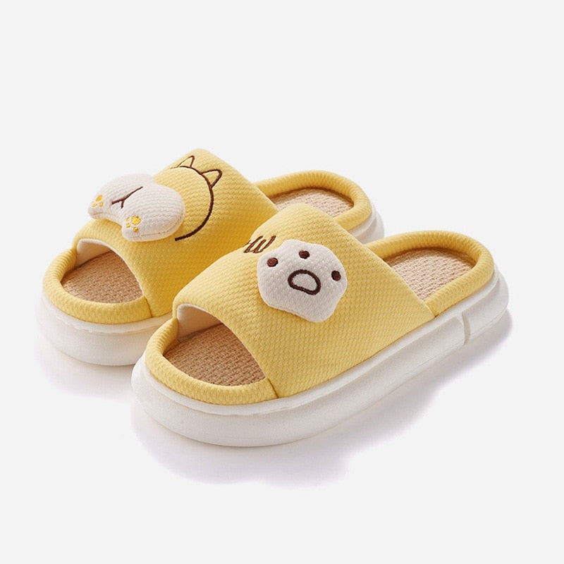 Womens Cat Slippers - Yellow / 36-37(Fit 22.5-23cm) - Cat