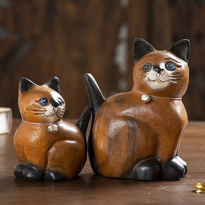 Wooden Cat Figurines