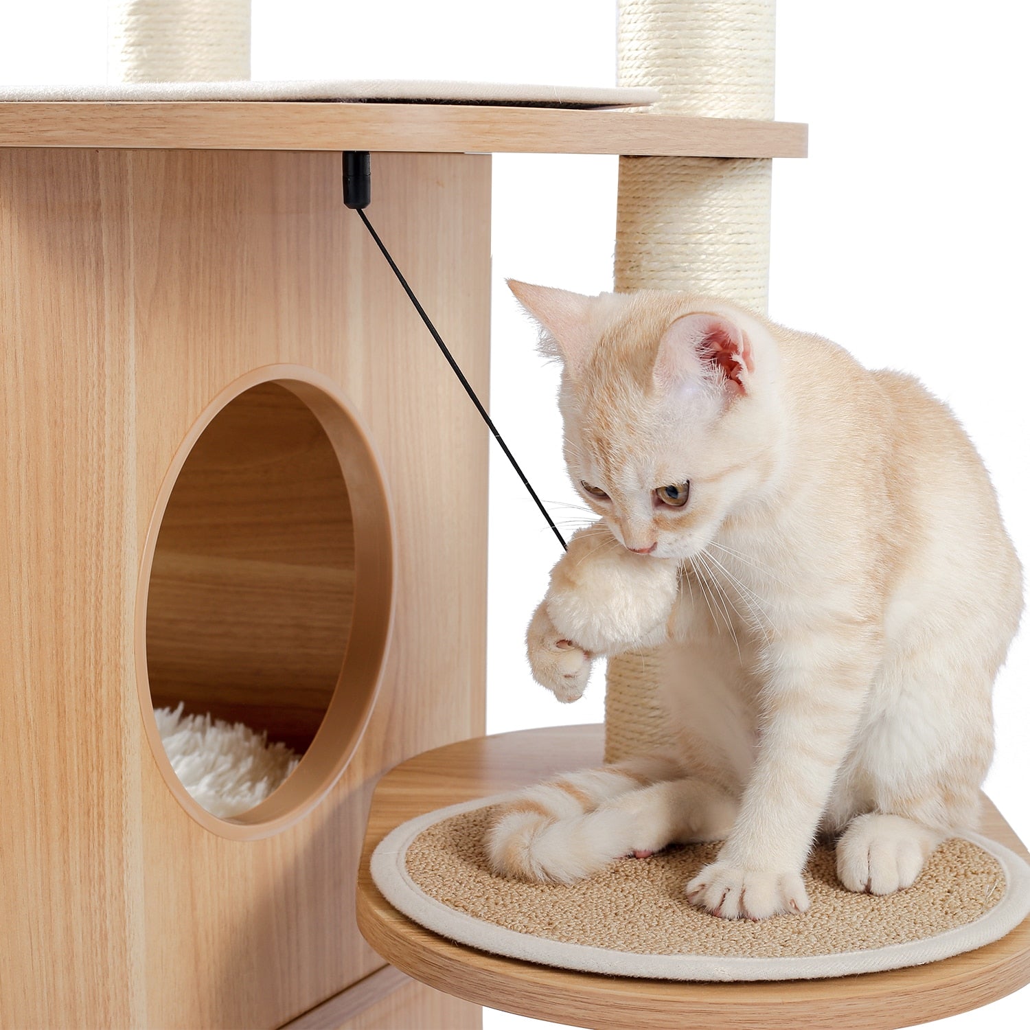 Wooden Cat Tree - Beige / United States