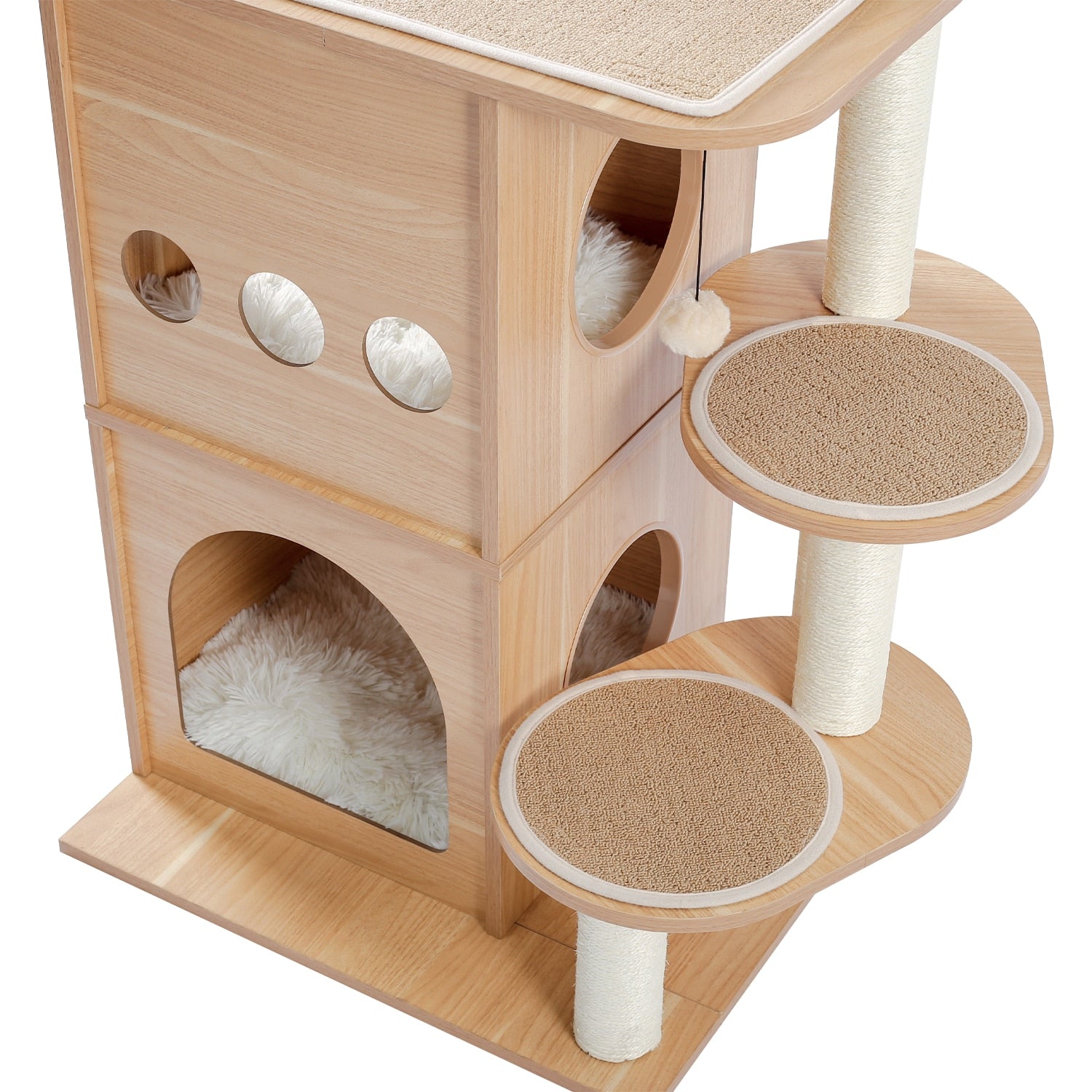 Wooden Cat Tree - Beige / United States