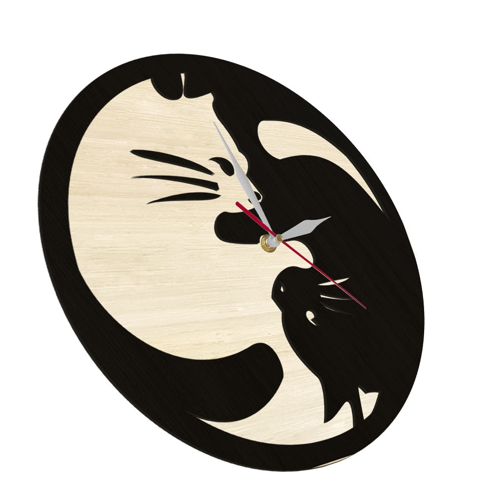 Yin Yang Cat Clock
