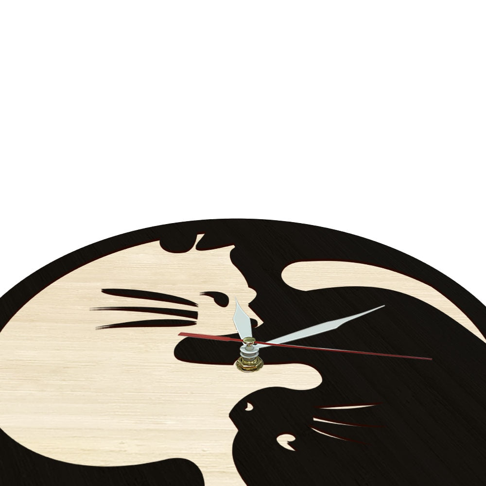 Yin Yang Cat Clock