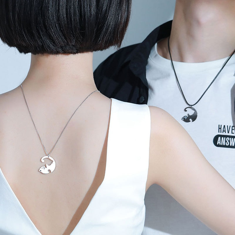 Yin Yang Cat Necklace - Cat necklace