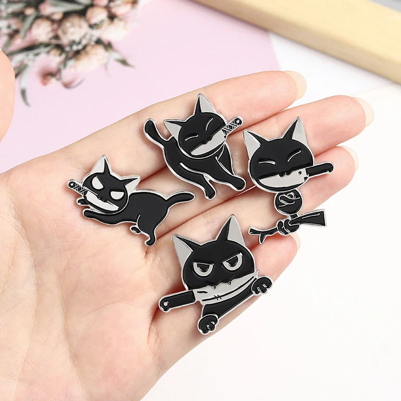 Black cat knife pin