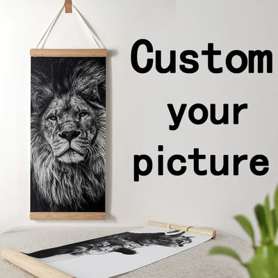 Custom Cat Photo Hanging Scroll, Personalized Pet Portrait Wall Art