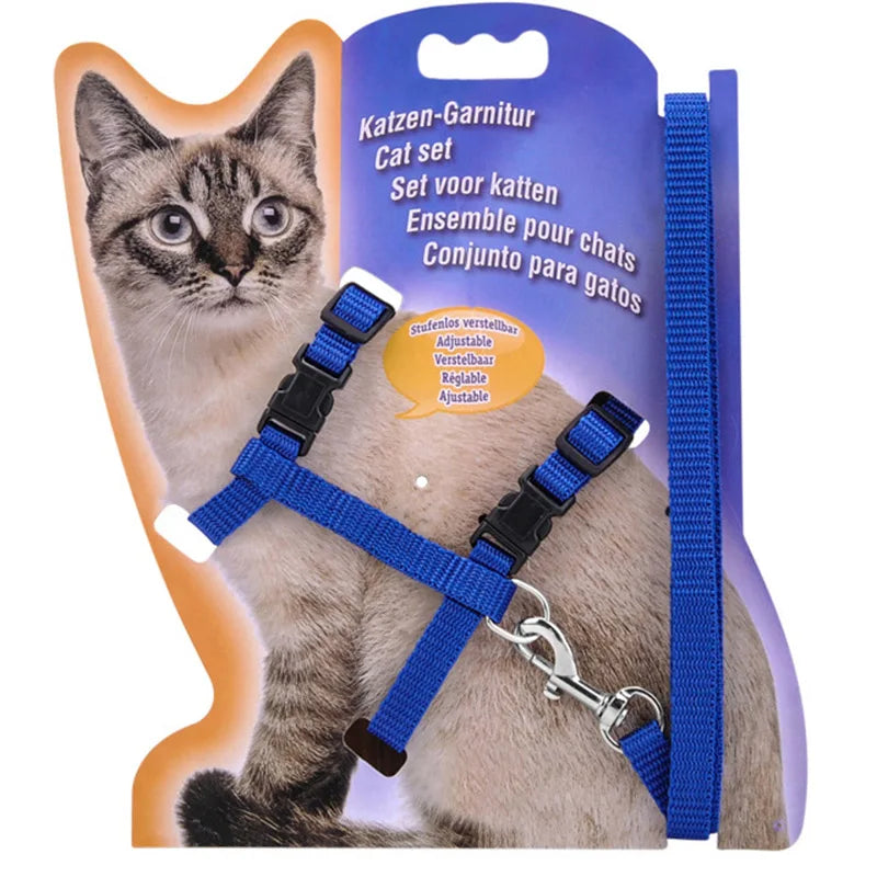 Adjustable Nylon Cat Harness and Leash Set in 5 Colors, Kitten and Small Cat Size