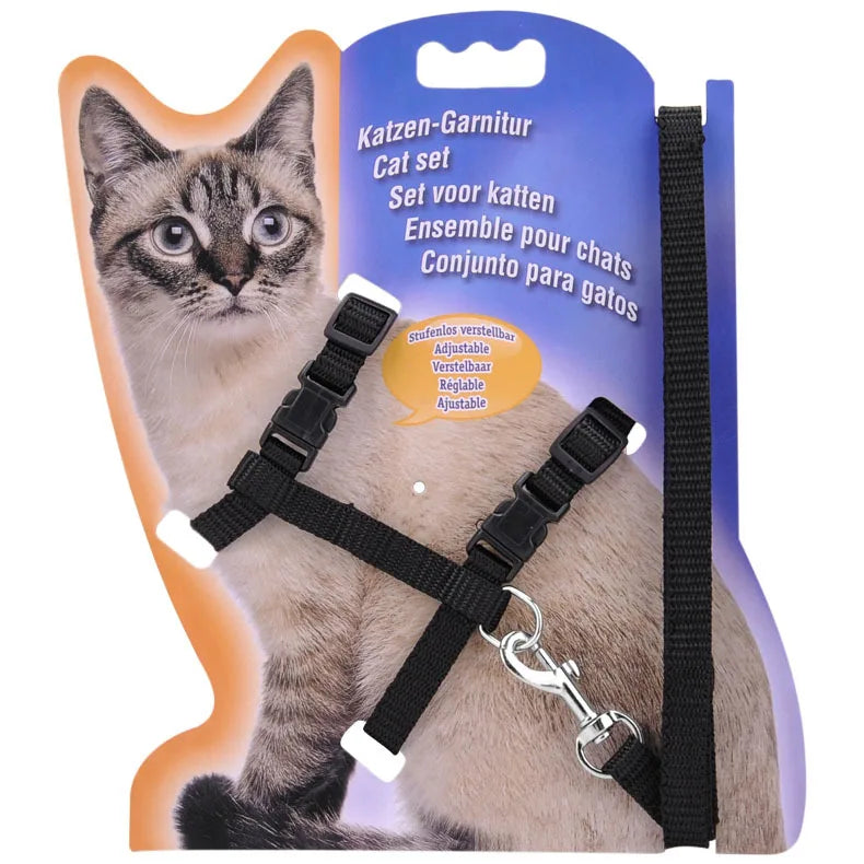 Adjustable Nylon Cat Harness and Leash Set in 5 Colors, Kitten and Small Cat Size