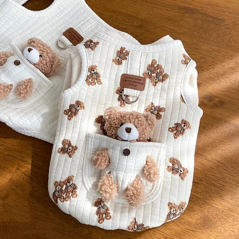 Soft Cotton Cat Vest for Fall and Winter, Cute Cartoon Shirt in Sizes XS to XL