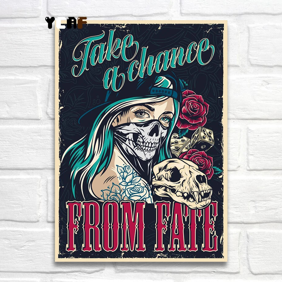 Tattoo Cats Canvas Print, Vintage Tattoo Parlor Cat Wall Art
