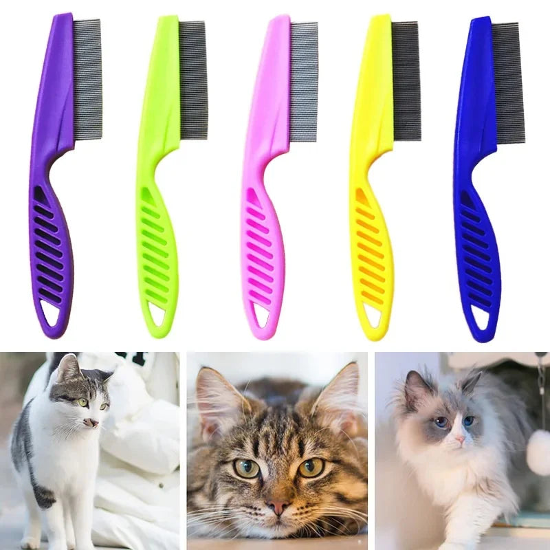Fine-Tooth Cat Flea Comb, Stainless Steel Teeth, Small or Medium