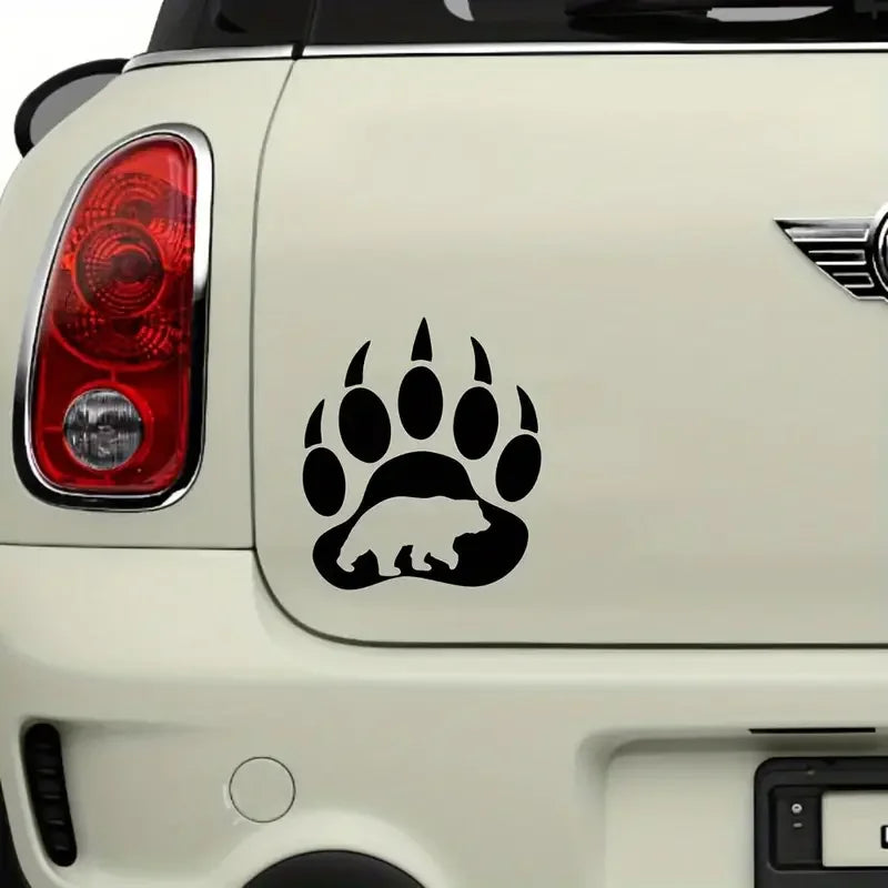 Bear Paw Print Sticker with Bear Silhouette, 5.1 x 6 Inch