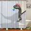 Cute Cat and Dinosaur Shower Curtain with 12 Hooks Included