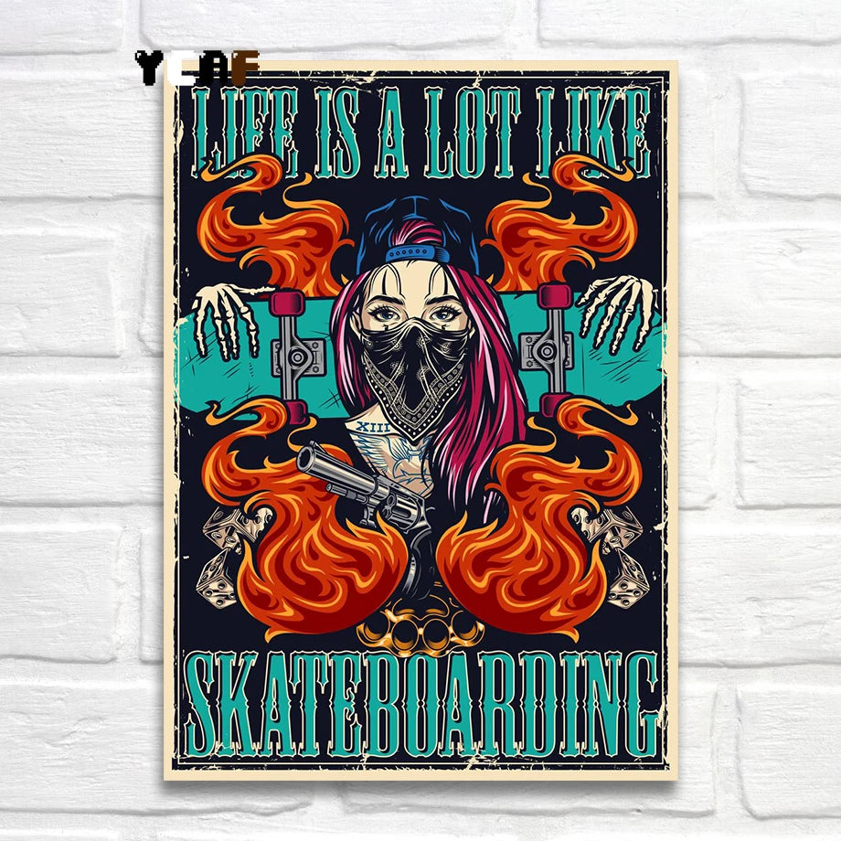 Tattoo Cats Canvas Print, Vintage Tattoo Parlor Cat Wall Art