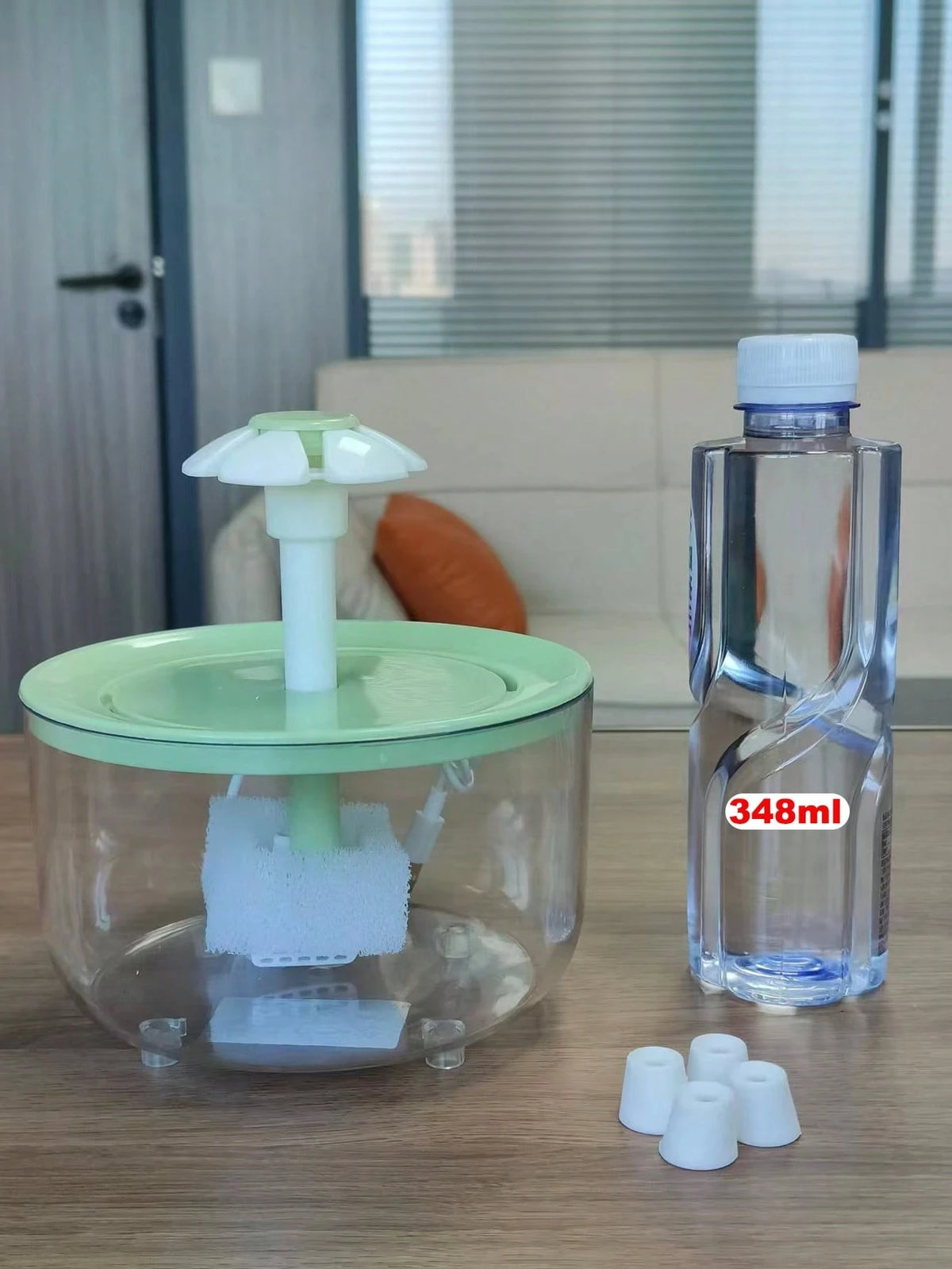 Clear Flower Cat Water Fountain, 1.5L USB Fountain With Adjustable Flow