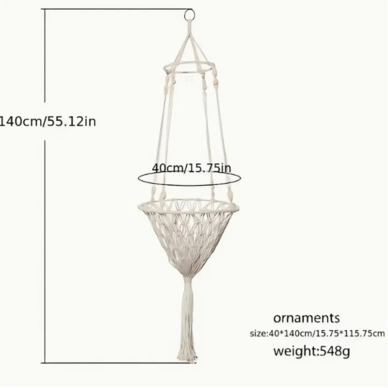 Hanging Macramé Cat Bed Basket with Woven Cotton Rope
