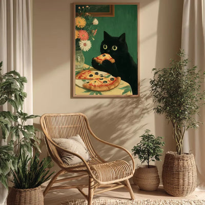 Art mural chat dans le chapeau