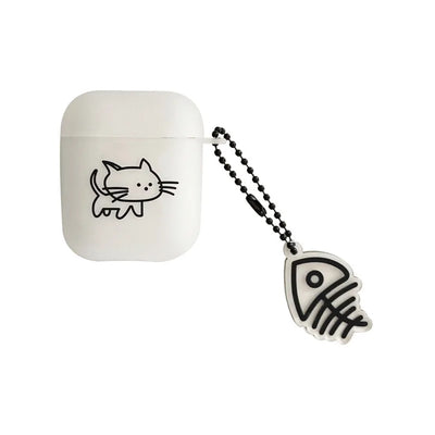 Schwarz-weiße Katzen-Airpod-Hülle