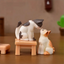 6-Piece Miniature Cat Figurine Set with Stool and Book, Resin