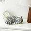 Lifelike Sleeping Cat Statue, Silver Tabby Resin Figurine 8 Inch