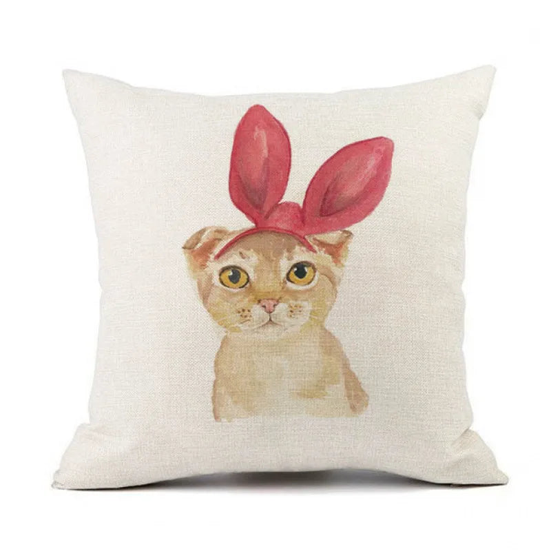 Cartoon Cat Cushion Cover, Peach Skin Throw Pillow Case 7 Sizes
