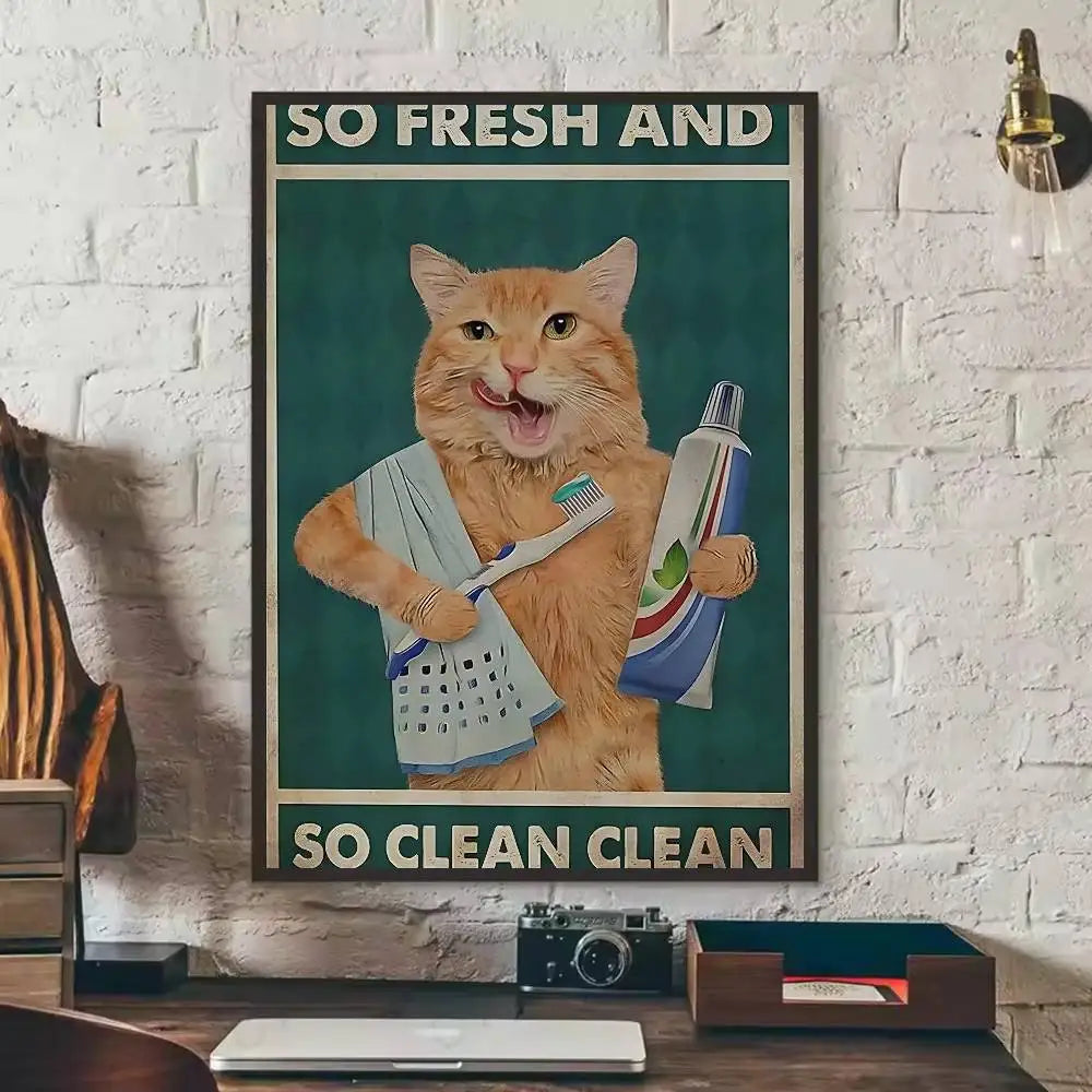Self-Adhesive Black Cat Poster, Cute Peel and Stick Wall Art