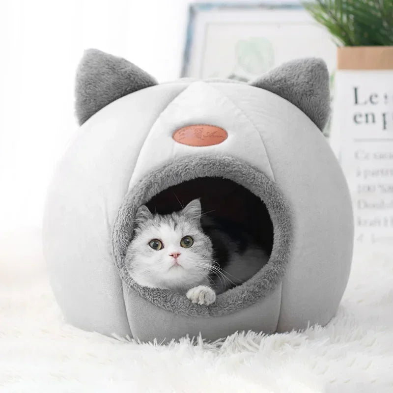 Semi-Enclosed Cat Cave Bed with Inner Cushion